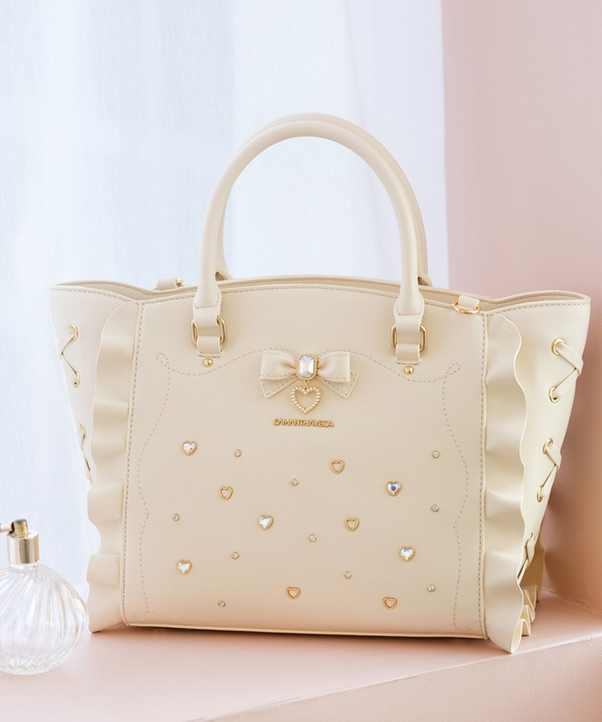 Samantha Vega「サイドレースアップリボンビジューフラッター」|ハンドバッグ|