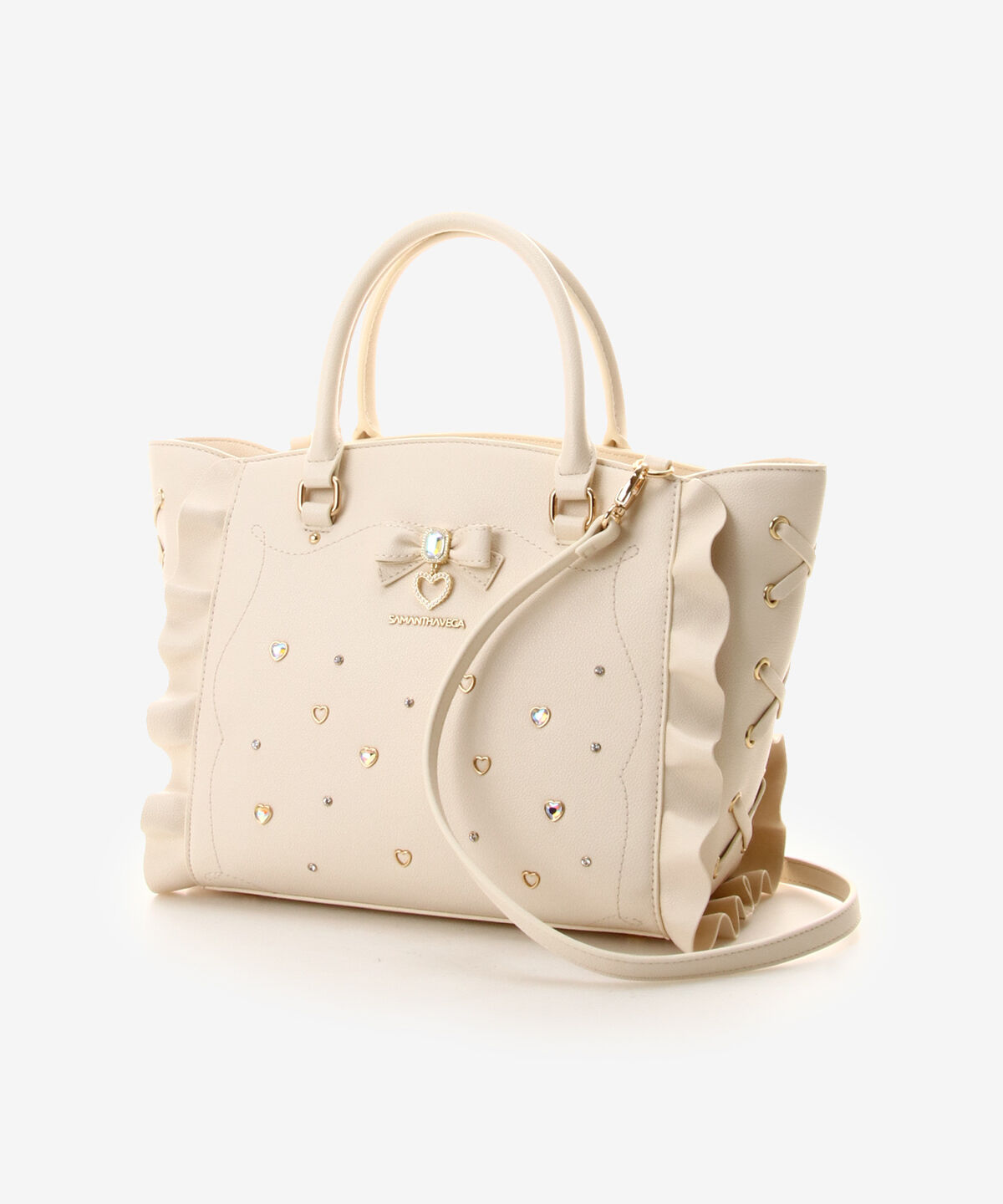 Samantha Vega「サイドレースアップリボンビジューフラッター」|ハンドバッグ|