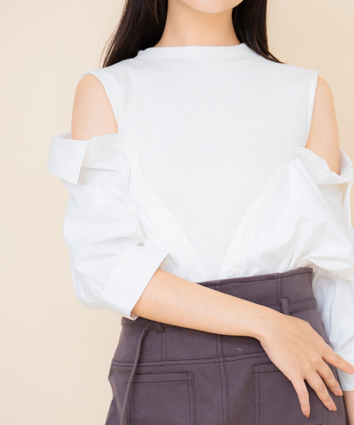 REDYAZEL「シャツレイヤードトップス」|Tシャツ・カットソー|