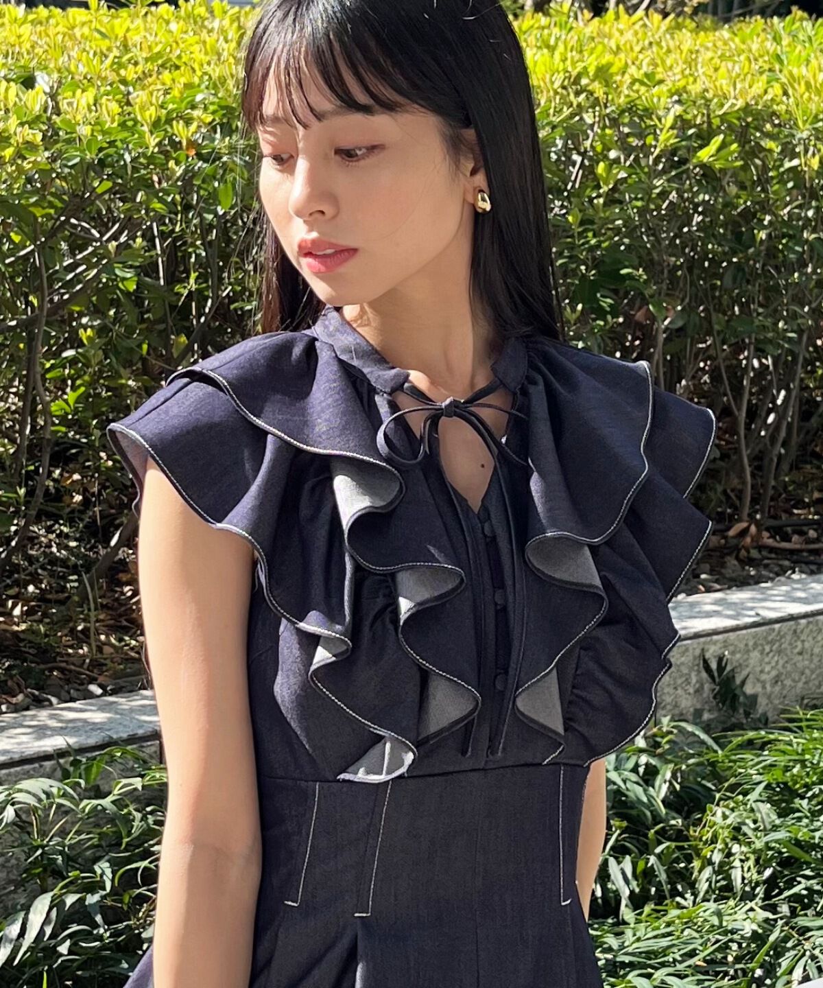 WILLSELECTION「ナローリボンラッフルフリルワンピース」|ワンピース|