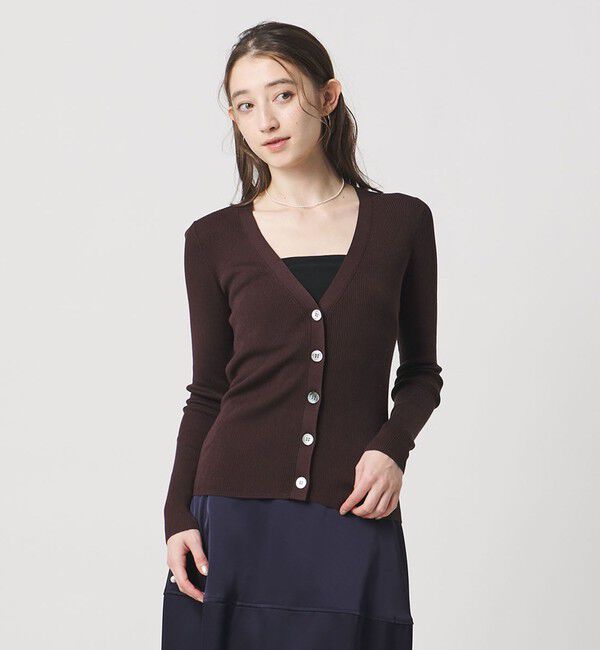 UNITED ARROWS「シルクリブ Vネック カーディガン」|カーディガン|