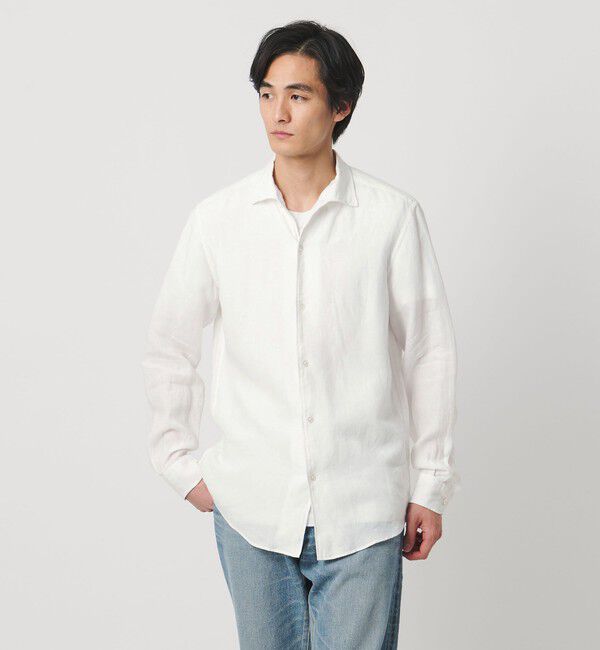 UNITED ARROWS「LIBECO リネン オープンカラー シャツ」|シャツ・ブラウス|WHITE