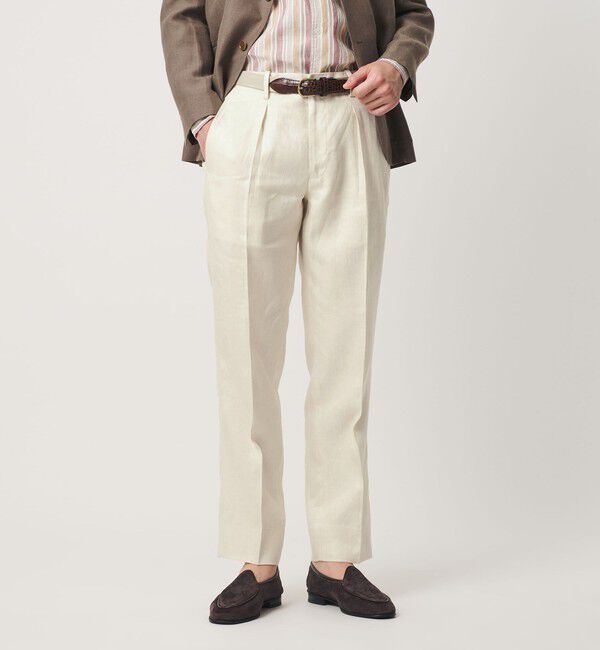 UNITED ARROWS「リネン ツイル １プリーツ リラックス テーパード イージースラックス」|スラックス|
