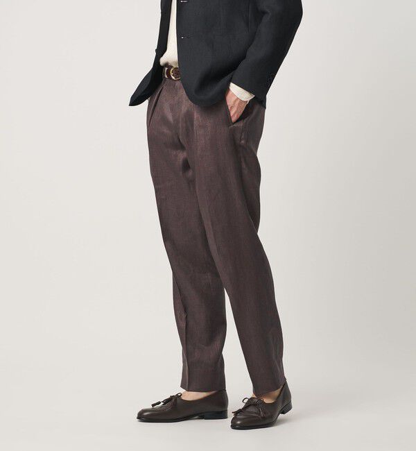 UNITED ARROWS「リネン ツイル １プリーツ リラックス テーパード イージースラックス」|スラックス|