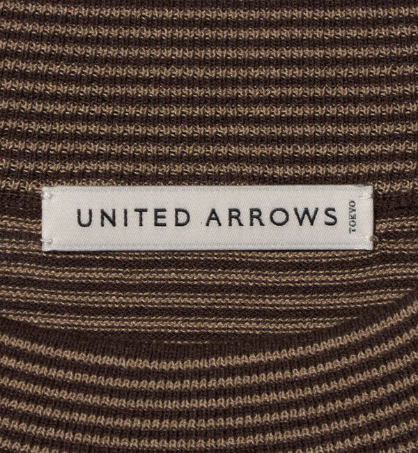 UNITED ARROWS「ショートスリーブ ボーダー モックネック ニットTシャツ UA COZY ウォッシャブル 抗菌防臭」|Tシャツ・カットソー|