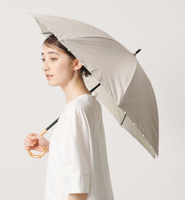 UNITED ARROWS「無地&times;淡水パール 晴雨兼用 長傘」|傘|