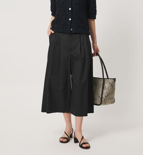 UNITED ARROWS「ギャバ クロップド パンツ」|キュロット|BLACK