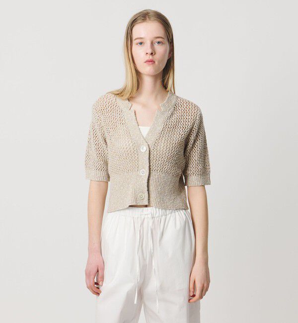 AEWEN MATOPH「＜AEWEN MATOPH＞ミックスヤーン ショートスリーブ カーディガン  BEIGE」|カーディガン|