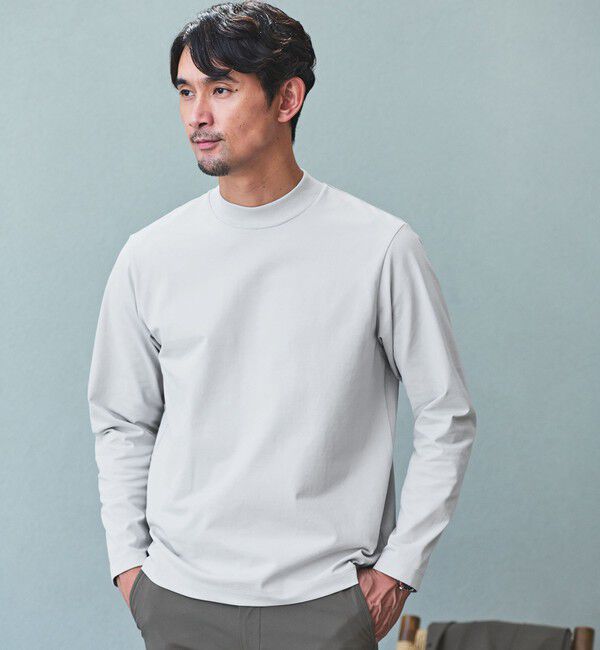 UNITED ARROWS green label relaxing「【WEB限定】JUST fit クリーン カノコ モックネック 長袖 Tシャツ -抗菌-」|Tシャツ・カットソー|LT.GRAY