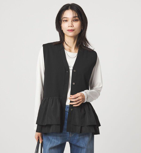 UNITED ARROWS green label relaxing「フリル ドッキング ペプラム ニット ジレ ウォッシャブル」|ベスト・ジレ|