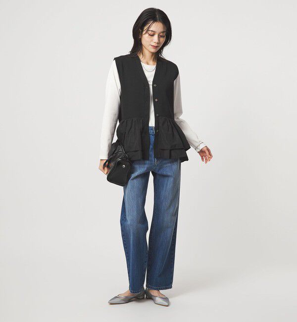 UNITED ARROWS green label relaxing「フリル ドッキング ペプラム ニット ジレ ウォッシャブル」|ベスト・ジレ|