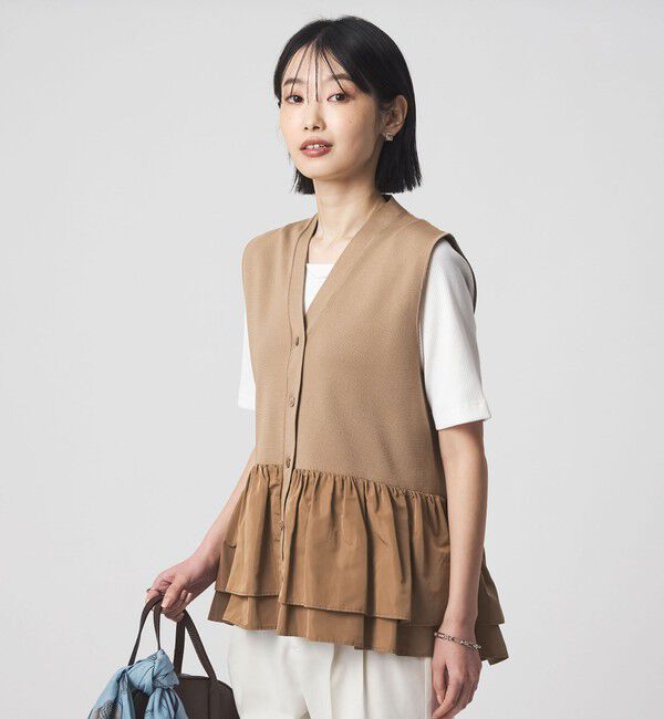 UNITED ARROWS green label relaxing「フリル ドッキング ペプラム ニット ジレ ウォッシャブル」|ベスト・ジレ|