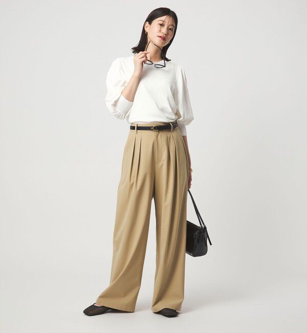 UNITED ARROWS green label relaxing「【WEB限定】＜at ease＞袖ボリューム ニット ウォッシャブル 接触冷感 UVカット 遮熱」|ニット・セーター|