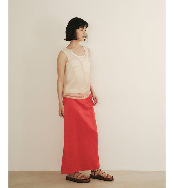 EMMEL REFINES「＜EMMEL REFINES＞EM サテン ナロー スカート」|スカート|RED