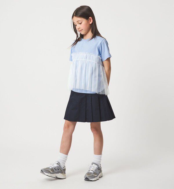 UNITED ARROWS green label relaxing「【スタメンシリーズ】チュールドッキング Tシャツ / キッズ  100cm-160cm UVカット 接触冷感  吸水速乾」|Tシャツ・カットソー|