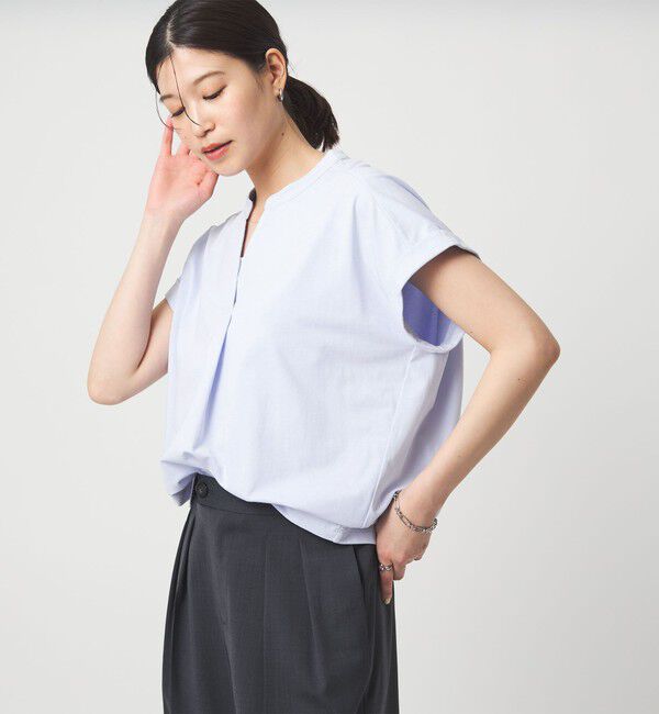 UNITED ARROWS green label relaxing「【WEB限定】＜at ease＞スキッパー カットソー 接触冷感 UVカット 遮熱」|Tシャツ・カットソー|