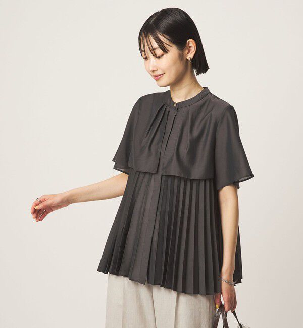 UNITED ARROWS green label relaxing「ヨーク プリーツ ショートスリーブ ブラウス」|シャツ・ブラウス|DK.GRAY