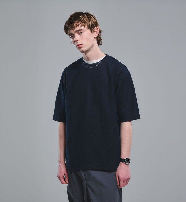 UNITED ARROWS green label relaxing「GIZA ハニカム クルーネック 半袖 Tシャツ」|Tシャツ・カットソー|NAVY