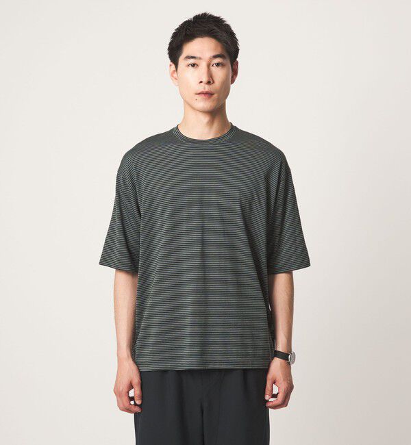 UNITED ARROWS green label relaxing「FINE BASIC ボーダー Super100&rsquo;s ウール 半袖 Tシャツ」|Tシャツ・カットソー|