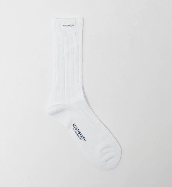 BEAUTY&YOUTH UNITED ARROWS「シルケット リブ レギュラー ソックス」|ソックス|WHITE