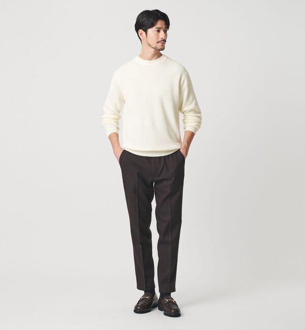 BEAUTY&YOUTH UNITED ARROWS「【WEB限定 WARDROBE SMART】マシーンウォッシャブル ウールミックス アゼ クルーネック」|ニット・セーター|