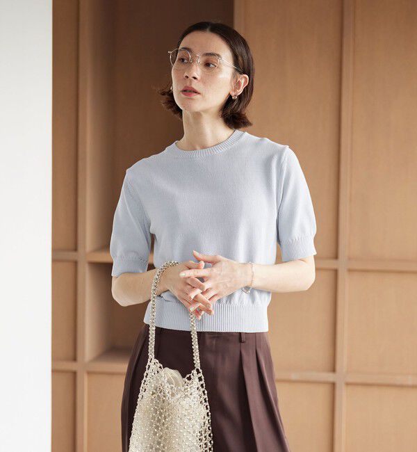 BEAUTY&YOUTH UNITED ARROWS「コイルニット ショートスリーブ プルオーバー ウォッシャブル」|ニット・セーター|LT.BLUE