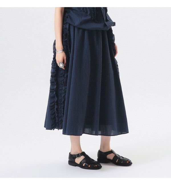 BEAMSBOY「ドビー フリル スカート」|スカート|NAVY
