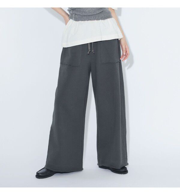 BEAMSBOY「maturely / ヘム カットオフ フレア ジャージー」|チノ|BLACK