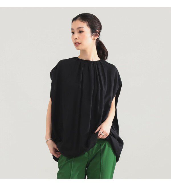 Demi-Luxe BEAMS 「AK+1 / リヨセル ギャザー プルオーバー」|シャツ・ブラウス|BLACK