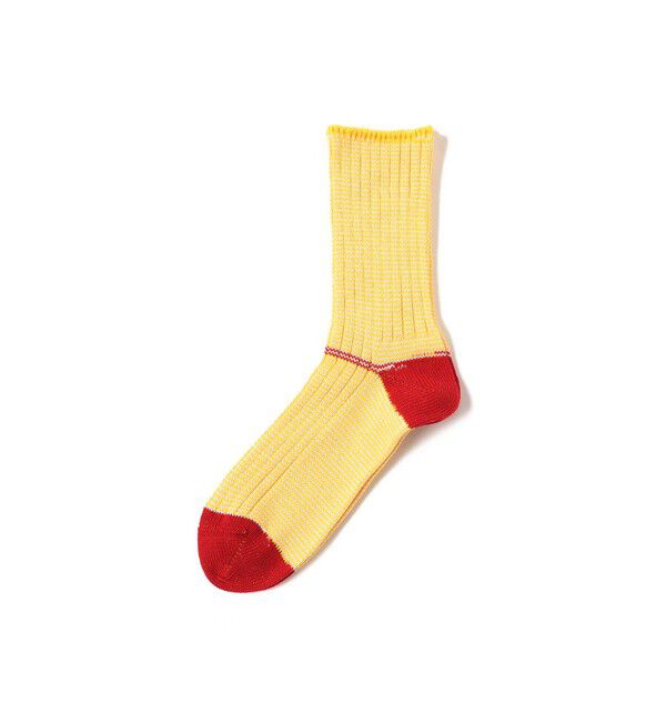 BEAMS PLUS「BEAMS PLUS / Pinstripe Rib Socks」|ソックス|YELLOW/RED
