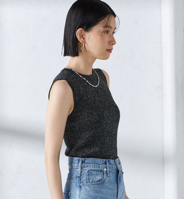 SHIPS for women「〈手洗い可能〉ラメ ノースリーブ ニット」|ニット・セーター|