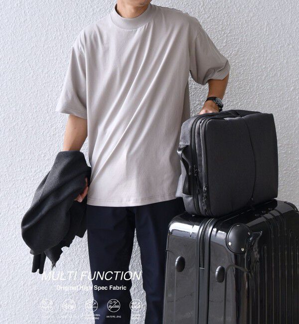 SHIPS any「SHIPS any:〈接触冷感/遮熱/UVカット機能等〉サマーファンクション モックネック Tシャツ 26SS◆」|Tシャツ・カットソー|チャコールグレー