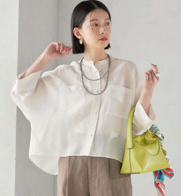 SHIPS for women「〈手洗い可能〉シルク混 シアー 羽織 シャツ」|シャツ・ブラウス|