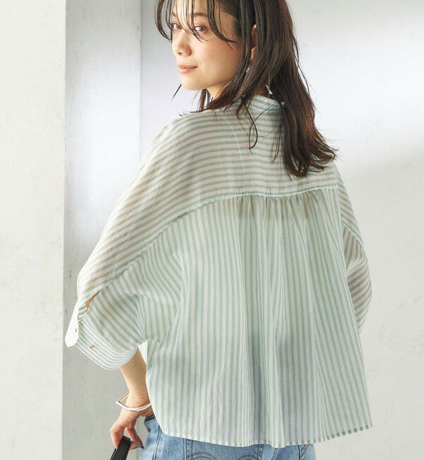 SHIPS for women「〈手洗い可能〉シルク混 シアー 羽織 シャツ」|シャツ・ブラウス|ライトグリーン