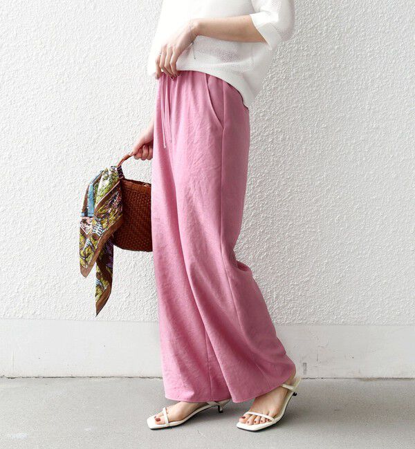 SHIPS for women「《一部追加予約》〈吸水速乾 / 防しわ / 接触冷感 / 手洗い可能〉ツイル ドロスト パンツ」|その他|ピンク