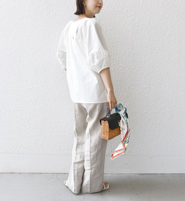 SHIPS for women「〈手洗い可能〉ランタン スリーブ キーネック ブラウス」|シャツ・ブラウス|