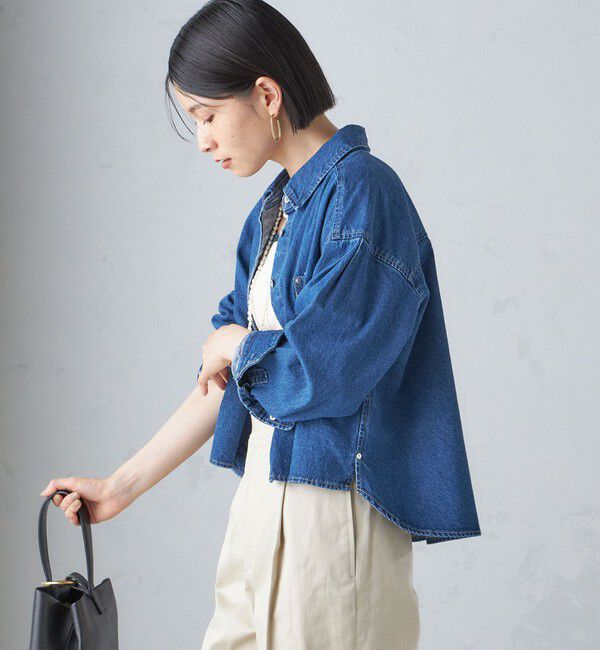 SHIPS for women「〈洗濯機可能〉ショート丈 デニム シャツ」|シャツ・ブラウス|