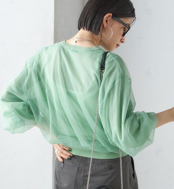 SHIPS for women「〈手洗い可能〉ダブル シアー ニット プルオーバー」|ニット・セーター|ライトグリーン