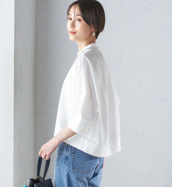 SHIPS for women「〈手洗い可能〉コットン ポリエステル ピンタック 羽織 ブラウス」|シャツ・ブラウス|