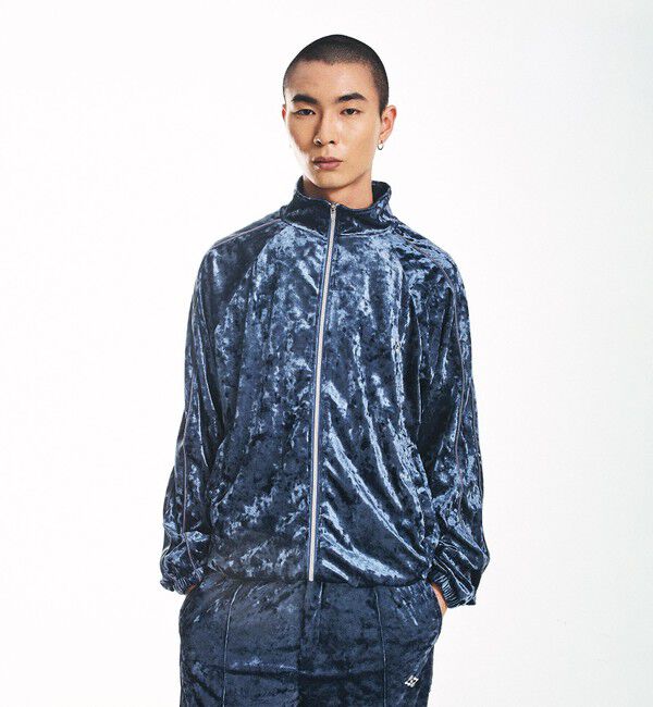 SHIPS「City Ambient Products: クラッシュベロアトラックジャケット(セットアップ対応)」|テーラードジャケット|