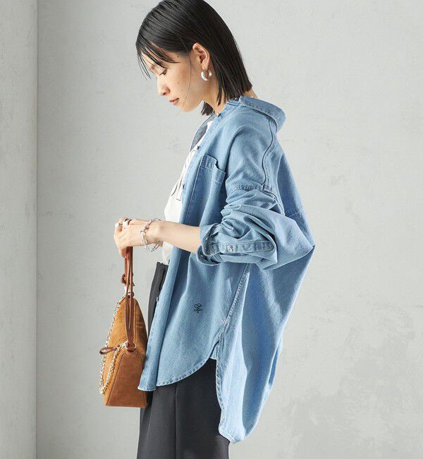 SHIPS for women「〈洗濯機可能〉デニム 刺繍 オーバー シャツ」|シャツ・ブラウス|