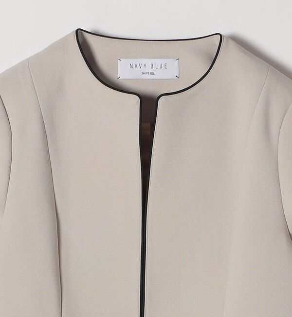 SHIPS any「【WEB限定】SHIPS any:〈洗濯機可能〉ダブルクロス  ペプラム ノーカラー ジャケット［NAVY BLUE］」|ノーカラージャケット|