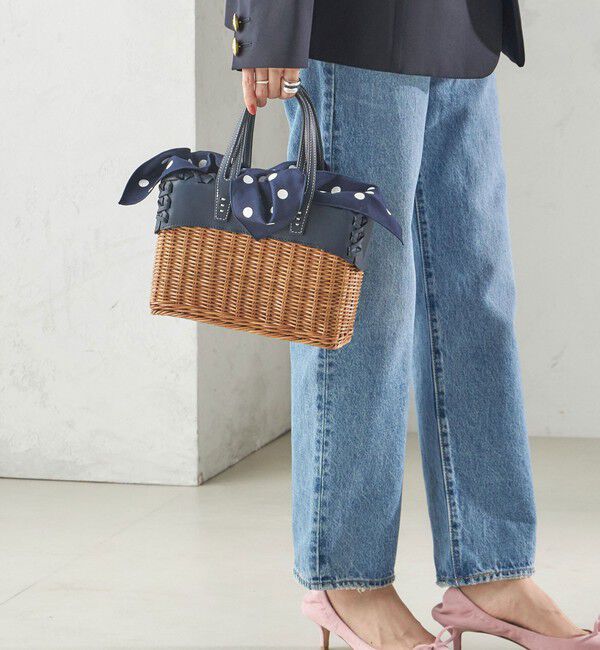 SHIPS for women「【SHIPS別注】A VACATION:RATTAN S」|かごバッグ|ネイビー