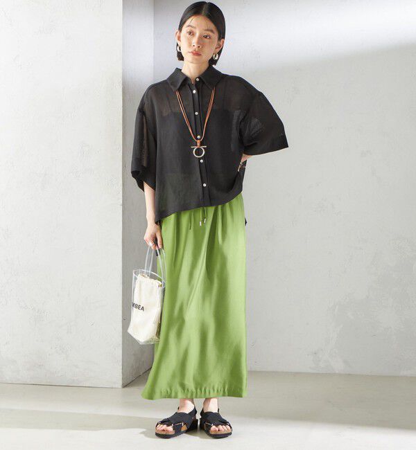 SHIPS for women「〈手洗い可能〉麻調 メッシュ 半袖 ビッグ シャツ」|シャツ・ブラウス|