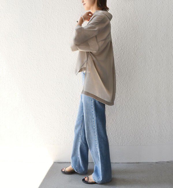 SHIPS for women「〈手洗い可能〉麻調 メッシュ 半袖 ビッグ シャツ」|シャツ・ブラウス|