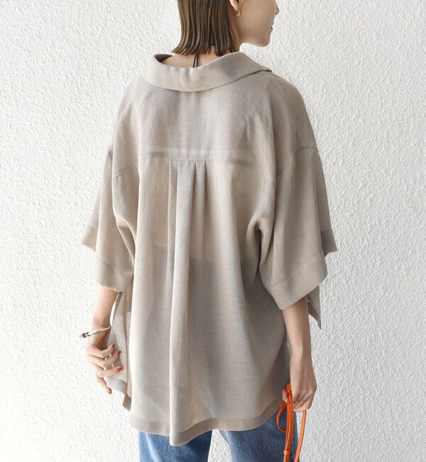 SHIPS for women「〈手洗い可能〉麻調 メッシュ 半袖 ビッグ シャツ」|シャツ・ブラウス|