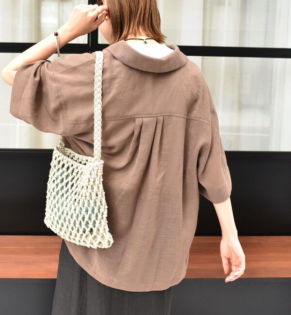 SHIPS for women「〈手洗い可能〉麻調 メッシュ 半袖 ビッグ シャツ」|シャツ・ブラウス|