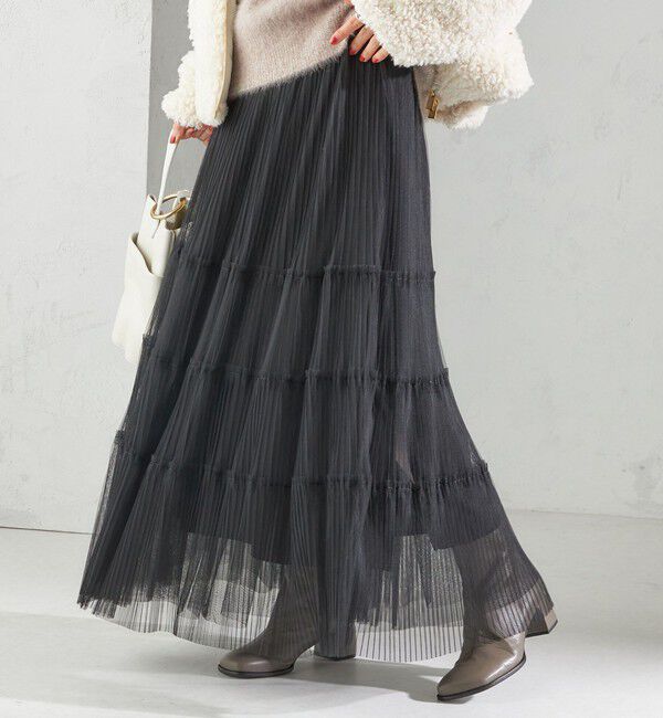 SHIPS for women「〈手洗い可能〉チュール プリーツ ティアード スカート」|スカート|