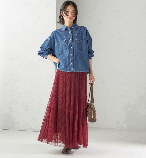 SHIPS for women「〈手洗い可能〉チュール プリーツ ティアード スカート」|スカート|