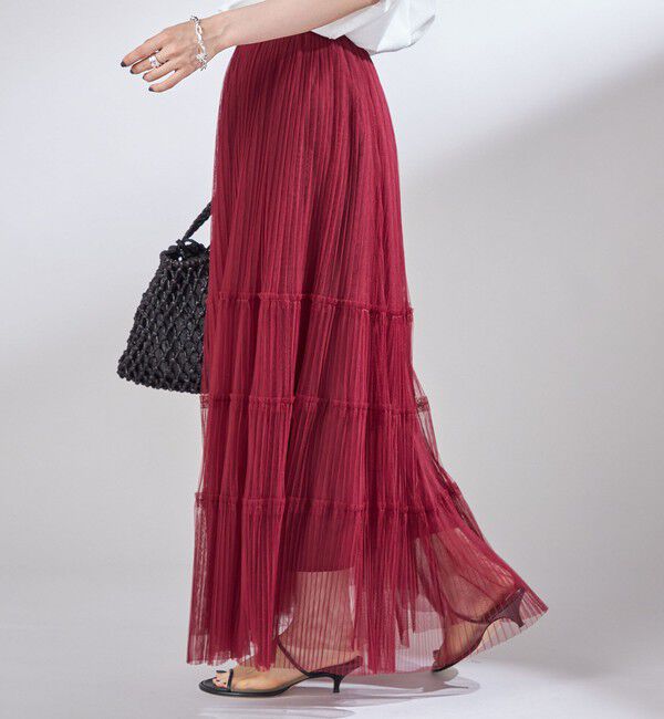 SHIPS for women「〈手洗い可能〉チュール プリーツ ティアード スカート」|スカート|
